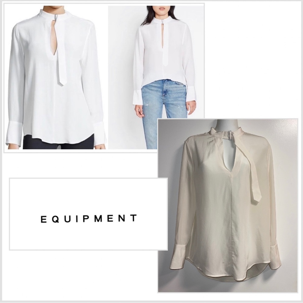 Equipment Femme Janelle Silk Belt Long Sleeve Blouse Size S